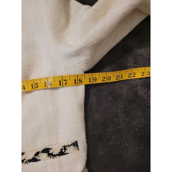 Womens Karl Lagerfeld Paris White Tweed Open Cropped Jacket Braided Trim M - Picture 5 of 8